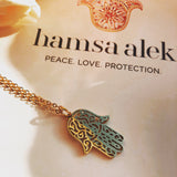 Moroccan Filagree Hamsa <br>18K Plated Gold Necklace</br> - Hamsa Alek