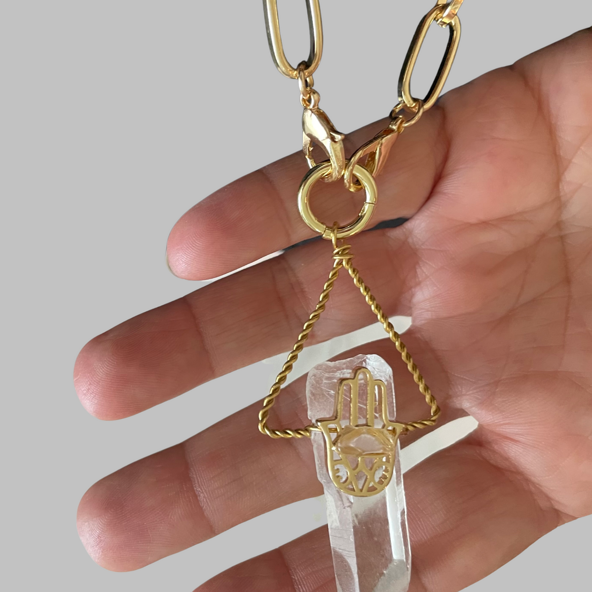 Divination outlets Palmistry Charm Necklace, Crystal Pendant Necklace, Gold Brass Charm Necklace (EPJ-NMA10AAC10)