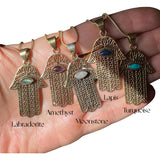 Hippie Hamsa Gemstone Necklace