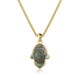 Abalone Shell Hamsa Necklace