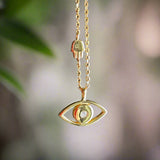 Floating Hamsa Evil Eye Necklace <br>18K Gold Vermeil</br> - Hamsa Alek