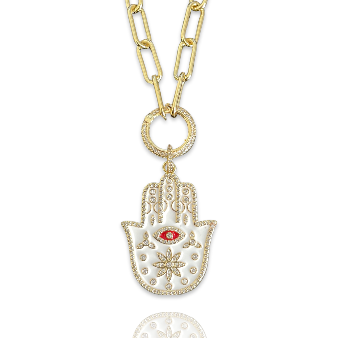 Gold Paperclip Chain Link Necklace - Hamsa – Love You More Designs