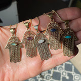 Hippie Hamsa Gemstone Necklace