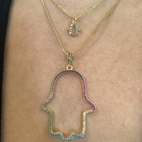 Jeweled chakra Evil Eye Hamsa Gold Necklace Chain Gift