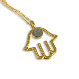 Hamsa Druzy Crystal Pendant Necklace
