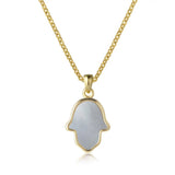 Grey Shell Hamsa Necklace