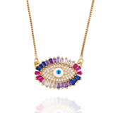 Jeweled Evil Eye Necklace - Clearance!