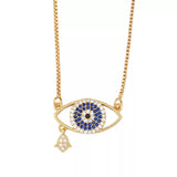 Hamsa Pendant Tear Evil Eye Gold Chain Jewellery