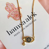 Hamsa Pendant Tear Evil Eye Gold Chain Jewellery