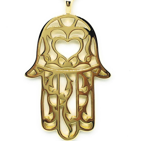 Moroccan Gold Hamsa Alek Love Signature Pendant Necklace 14K plated 