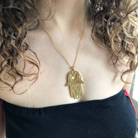 Moroccan Hamsa Love <br> 14K Gold Plated Necklace </br> - Hamsa Alek
