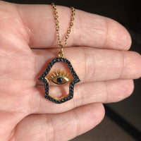 Hamsa Alek Pendant Evil Eye Gold Chain Jewellery