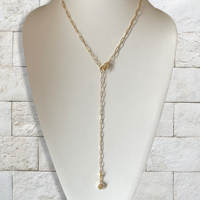 Hamsa Pearl Lariat Necklace