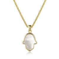 White Mother of Pearl Hamsa Necklace