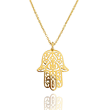 Moroccan Filagree Hamsa 18K Plated Gold Necklace