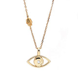 Floating Hamsa Evil Eye Necklace 18K Gold Vermeil
