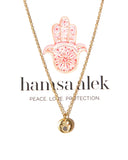 Mini Hamsa Circle of Protection<br>18K Gold Plated CZ Necklace</br> - Hamsa Alek