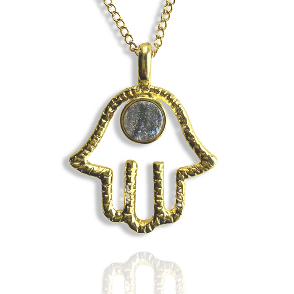 Hamsa Moonstone Pendant Necklace